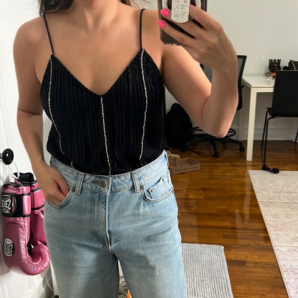 Velvet feel and diamanté tank top, medium